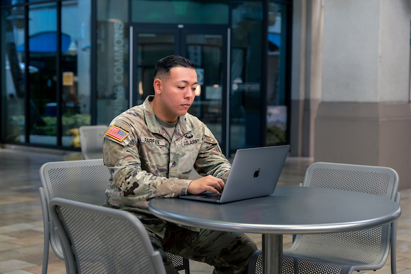 Student at computer