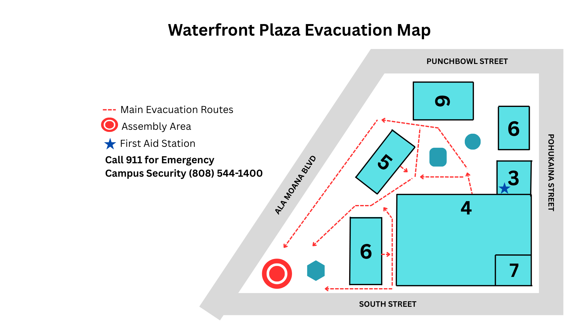 Waterfront Plaza Evacuation Map