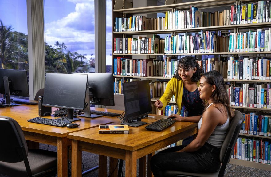 picture of librarian helping student